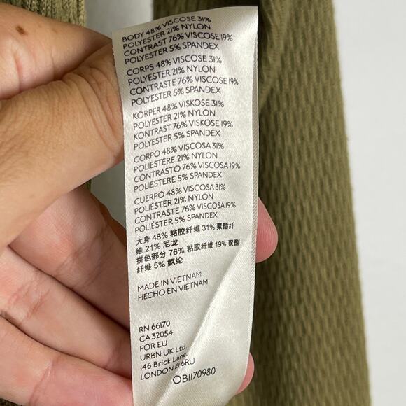 Free People We The Free Green Snowy Thermal Tunic Top Boat Neck Women's Large - Picture 7 of 12